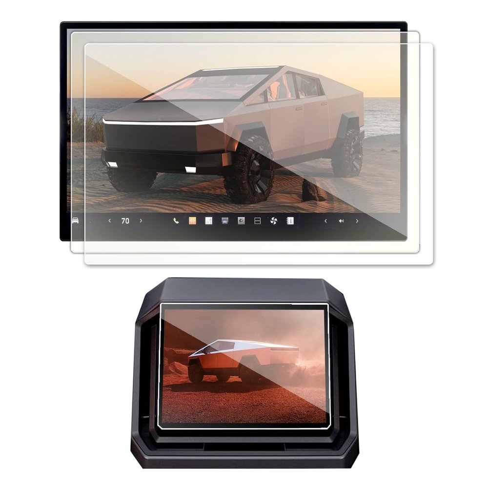 3Pcs Matte&HD EUEKY 2024 Tesla Cybertruck Screen Protector Compatible with Cybertruck Tesla 2024 Front & Back Screen Protector 18.5&9.4 Rear Seat Display Nav. Matte&HD&Rear Anti Glare/Anti Fingerprint