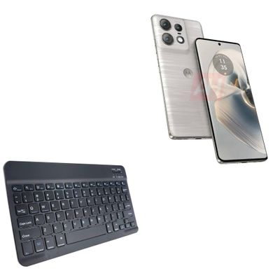 BoxWave Keyboard Compatible with Motorola Edge 50 Fusion - SlimKeys Bluetooth Keyboard, Portable Thin with Chiclet-Style Keys - Jet Black