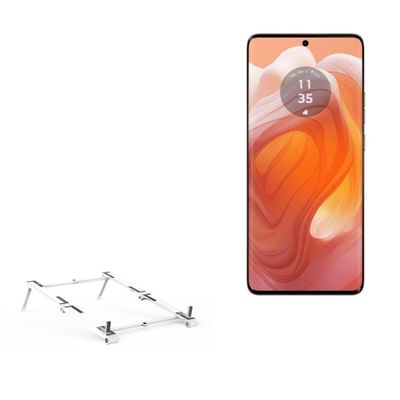 BoxWave Stand and Mount Compatible with Motorola Edge 50 Ultra - Pocket Aluminum Stand 3-in-1, Portable Multi Angle Viewing Riser - Metallic Silver