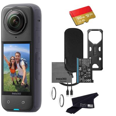 Insta360 X4 8K 360 Waterproof Action Camera, 8K 360, Stabilization, Touch Screen, AI Editing, Live Streaming, Webcam, Voice Control (512GB), Black