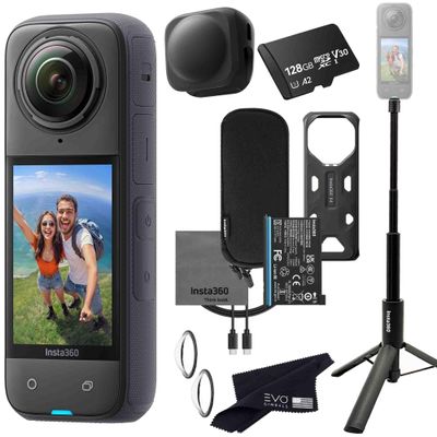 Insta360 X4 Tripod Selfie Stick Bundle -8K Waterproof 360 Action Camera with 1/2" Sensors, 8K 360 HDR Video,Perfect for Matterport 360 House Tour|Bundle Includes Tripod Selfie Stick, Lens Cap (128GB)