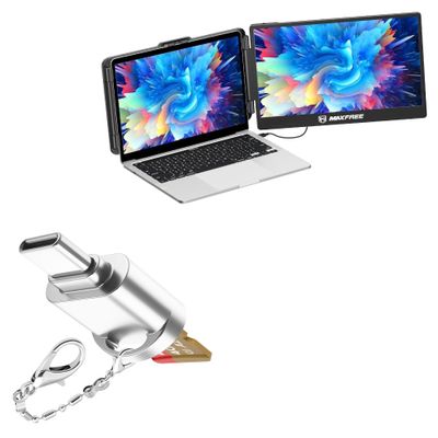 BoxWave Adapter Compatible with Maxfree S1 (14 in) - Micro SD Card miniReader, USB Type-C OTG Reader USB3.0 Adapter Keychain - Metallic Silver