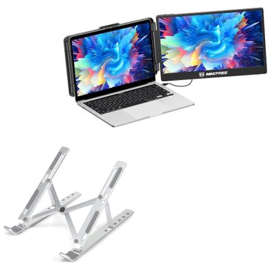 BoxWave Stand and Mount Compatible with Maxfree S1 (14 in) - Compact QuickSwitch Stand, Portable Multi Angle Viewing Foldable Riser - Metallic Silver