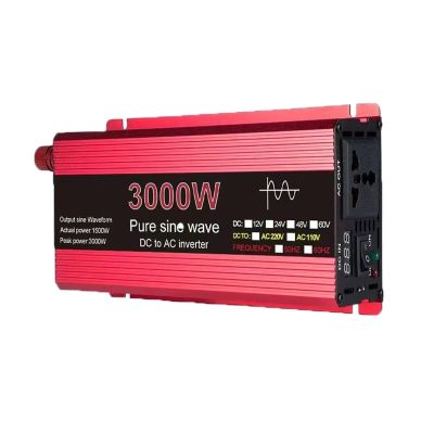 1600W-3000W Pure Sine Wave Power Inverter 12V/24V DC to 220V AC Car Plug Adapter Converter Multi-Protection and LED Display (Color : 3000W, Size : 12V/24V-220V)
