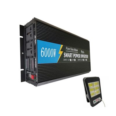 4000W/6000W Pure Sine Wave Power Inverter 12V/24V DC to 110/220V AC Car Plug Adapter with Multiple Protections and LED Display 2 USB Ports Socket Converter (Color : 6000w, Size : 12V-110V)
