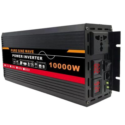 BLUPOWHT 10000W Pure Sine Wave Power Inverter DC 12V 24V 48V 60V to AC 220V for Solar System Solar Panel Home Outdoor RV Camping (Color : 10000w, Size : 24-220v)