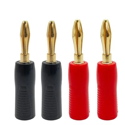 WUZDPRCJ 20/50PCS 4mm Speaker Banana Plugs-Open Screw Type,24K Gold Plated Speaker Wire Banana Plugs Connectors (Color : RED Gold-Plated 1, Size : 20 PCS)