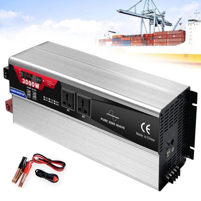 1000W 1500W 2000W 3000W Pure Sine Wave Inverter Power Converter,DC 12V/24V to AC 110V/220V with Remote Control LCD Display AC Outlets and 6 USB Port for Camping Outdoor Power Supply,24Vto220V-1500W (