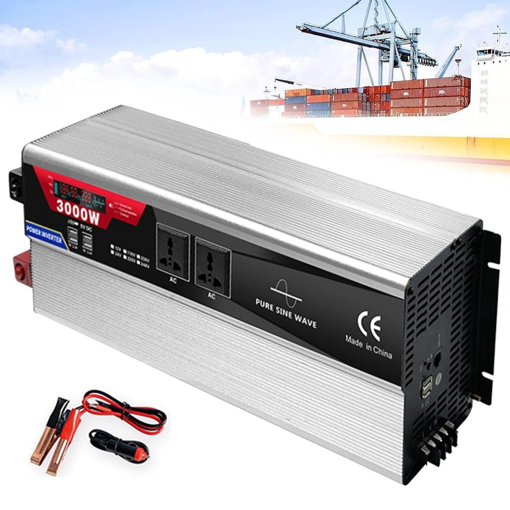 1000W 1500W 2000W 3000W Pure Sine Wave Inverter Power Converter,DC 12V/24V to AC 110V/220V with Remote Control LCD Display AC Outlets and 6 USB Port for Camping Outdoor Power Supply,24Vto220V-1500W (