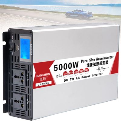 4000W/5000W/6000W/8000W Heavy Duty Pure Sine Wave Power Inverter DC12V/24V/48V/60V to AC 110V/220V Voltage Converter Car Charger LED Display with 2 AC Outlets and USB Port,4000W-24Vto110V (Color : 12