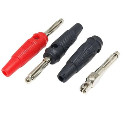WUZDPRCJ 10Pcs Red and Black 4mm Solderless Side Stackable Banana Plug Connector Copper (Color : Black 10Pcs)