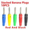 WUZDPRCJ 10Pcs Red and Black 4mm Solderless Side Stackable Banana Plug Connector Copper (Color : Black 10Pcs) view 3