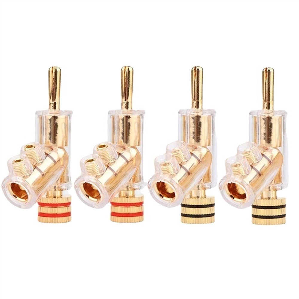 4Pcs 24K Gold Plated Lockable Speaker Cable Banana Connector Banana Plug (Color : Black 4PCS)