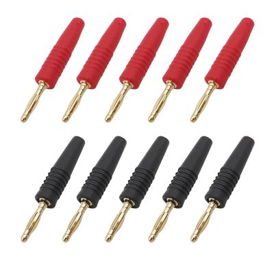 2mm Banana Plug Solder Type Connector Gold Plated Test Plugs Adapter, 5Pcs Red and 5Pcs Black