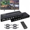 4K HDMI Multiviewer 4X1 with KVM PIP,4HDMI/4PC in 1 Out Seamless Switch 1 2 3 4 Screen Supports 4K30Hz Input and 4K60Hz ouput KVM(Keyboard&Mouse Control Computer) IR RS232 8Modes 11 21 31 41 etc view 1