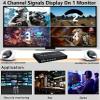 4K HDMI Multiviewer 4X1 with KVM PIP,4HDMI/4PC in 1 Out Seamless Switch 1 2 3 4 Screen Supports 4K30Hz Input and 4K60Hz ouput KVM(Keyboard&Mouse Control Computer) IR RS232 8Modes 11 21 31 41 etc view 2