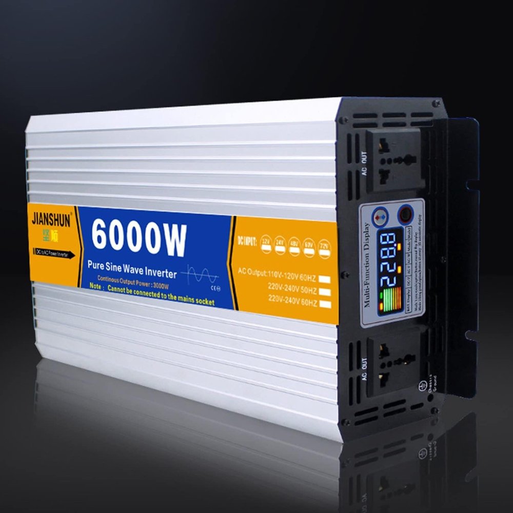 3000w 4000w 5000w 6000w 8000w Pure Sine Wave Inverter 12V 24V 48V 60V to 110V 220V Car Inverter DC to AC Converter with AC Socket,LED Display,for Truck,Boat,Camping,8000W-48Vto220V (Color : 6000W, S