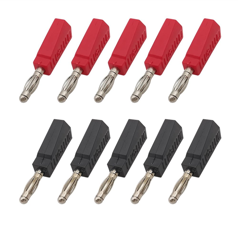 10Pcs Red and Black 4mm Solder Type Stackable Banana Plug Connector