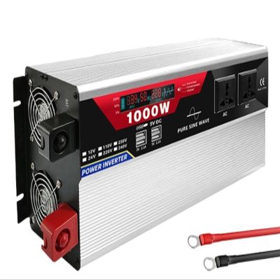 Power Inverter 1000W 1500W 2000W 3000W Pure Sine Wave Inverter 12v/24v DC to AC 110v/220v Converter with LCD Display USB Charge Port Outlets for Car RV Boat Road Travel Emergency Tools,24Vto110V-1000W