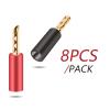 WUZDPRCJ 8pcs Red and Black 4mm Solderless Side Stackable Banana Plug 24k Gold Plated Speaker Cable Connector view 2
