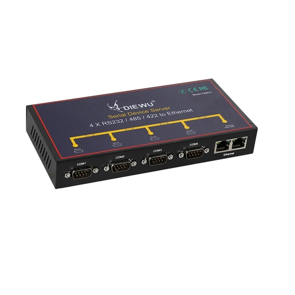 QWJWIYKUZ Industrial Grade Serial Server 4 Port Serial RS232/485/422 Device 10/100Mbps Full Duplex/Half Duplex Dual ethernet RJ45 to com