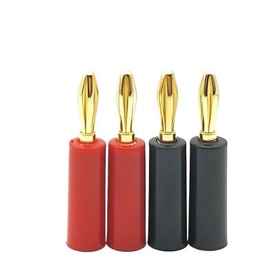 Pure Copper Gold-Plated 4mm Banana Plug Speaker Cable Connector 4mm Banana Head Solderless High Insulation Lantern Head Plug (Color : Black Gold-Plated 2, Size : 50 PCS)