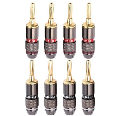 10pcs Gold Plated Pure Copper Banana Plugs Speaker Adapter Screw Speaker Plug Audio Connectors (Color : 5 Red 5 Black)