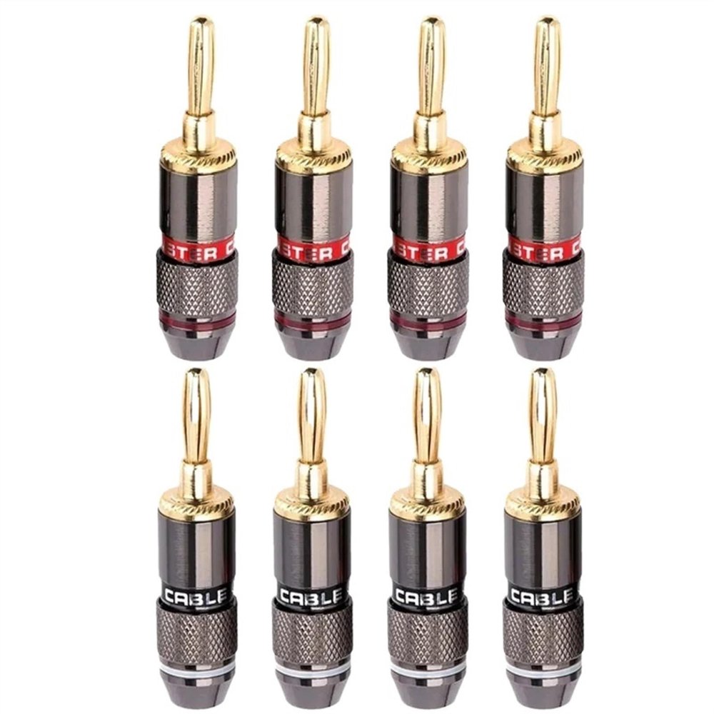 10pcs Gold Plated Pure Copper Banana Plugs Speaker Adapter Screw Speaker Plug Audio Connectors (Color : 5 Red 5 Black)