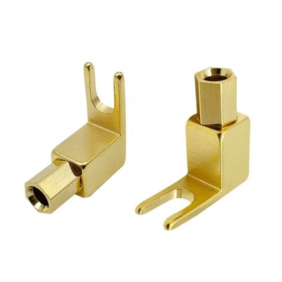 10Pcs Gold Plated Adapter Plug Y-Shaped Speaker Cable Connector Banana Jack for 4mm U Banana Plug Adapter (Color : Gold 10Pcs)
