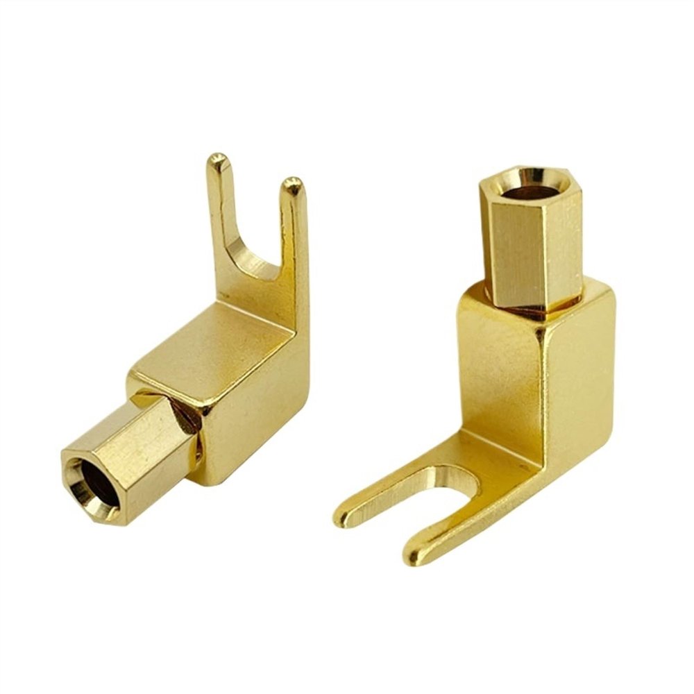 10Pcs Gold Plated Adapter Plug Y-Shaped Speaker Cable Connector Banana Jack for 4mm U Banana Plug Adapter (Color : Gold 10Pcs)