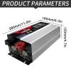 1000W 1500W 2000W 3000W Pure Sine Wave Inverter Power Converter,DC 12V/24V to AC 110V/220V with Remote Control LCD Display AC Outlets and 6 USB Port for Camping Outdoor Power Supply,24Vto220V-1500W ( view 4