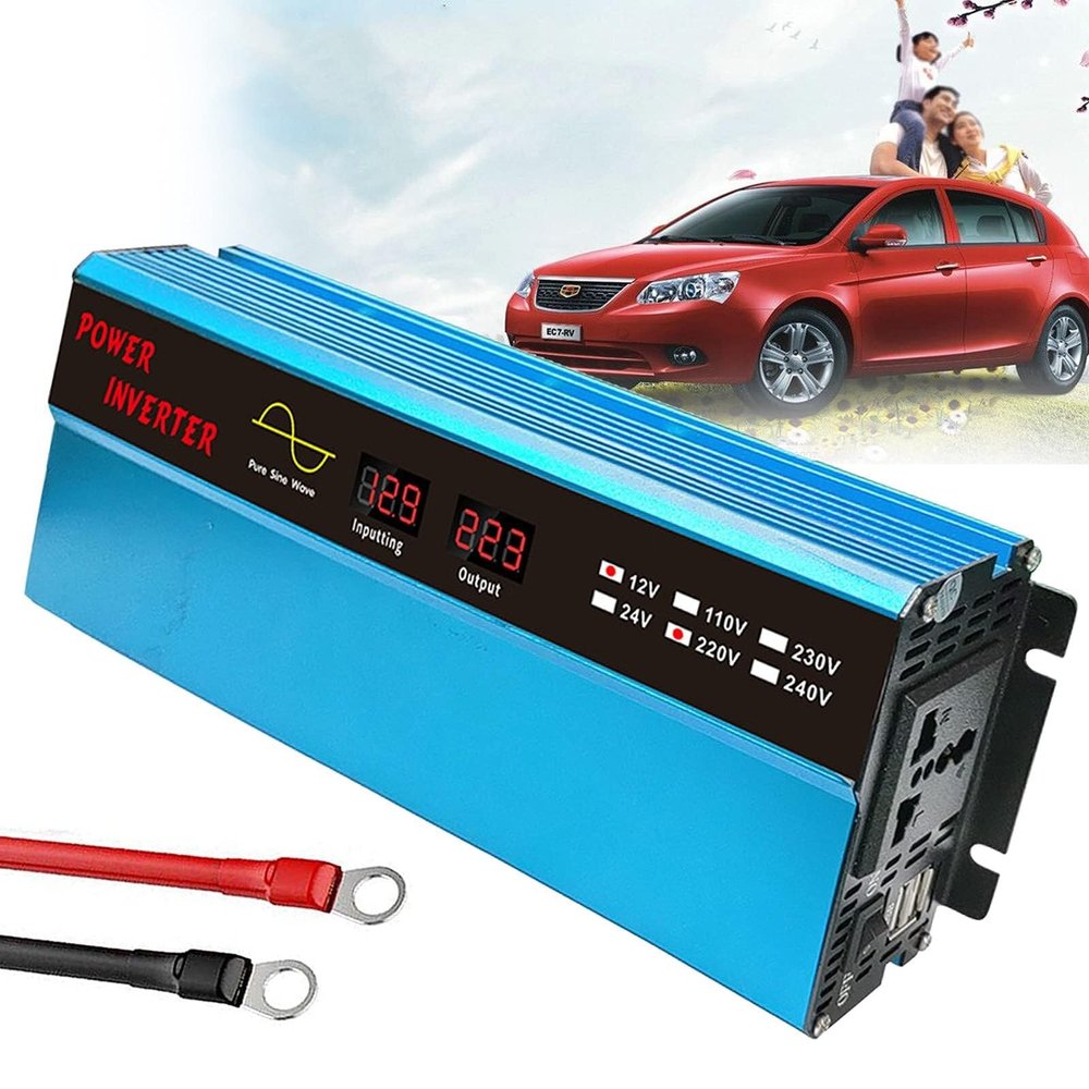 1000W Power Inverter DC 12V/24V to AC 110V 220V with Universal Socket LCD Display Voltage Converter with Cigarette Lighter in Car-Peak Power 2000 Watt,for Truck RV and Emergency,12Vto220V-1000W (Colo