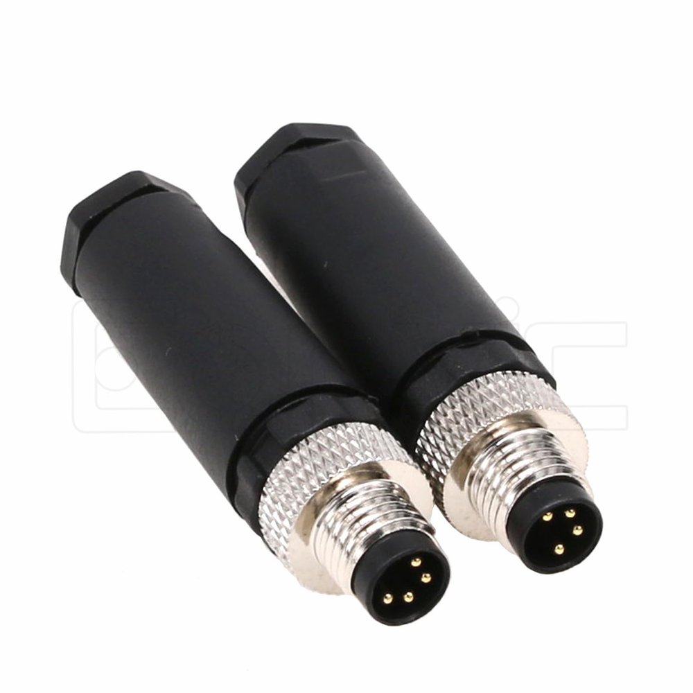 M8 4 Pin Male A Code Plug Industrial Circular Sensor Connector Aviation 8mm Waterproof IP67 Connector 2PCS
