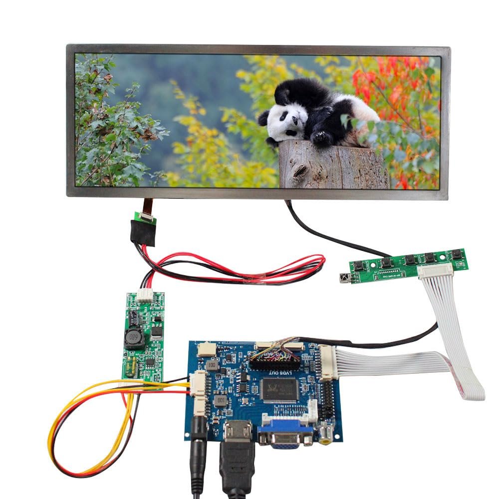 VSDISPLAY 10.3 Inch Portable LCD Screen IPS 1920x720 Monitor for DIY Laptop Secondary/Automotive Display,Supports VGA AV Video Input