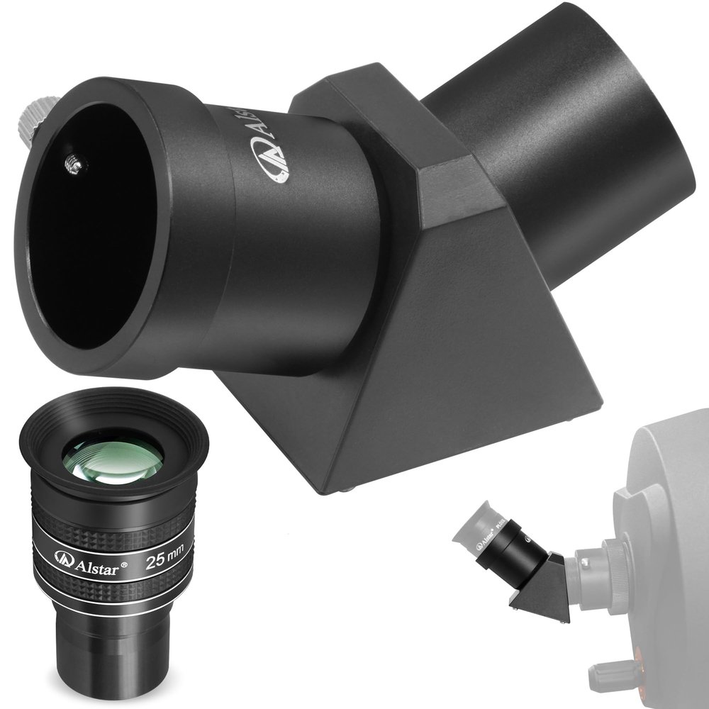 Alstar 1.25" 58 Degree 25mm Telescope Eyepiece - Bundle with - 1.25" 45-Degree Diagonal Prism
