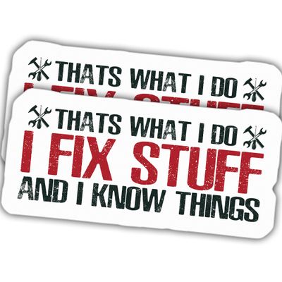 (2pcs) Mechanic Stickers Blue Collar Decals Thats What I Do I Fix Stuff Funny Vinyl Stickers, Weather-Resistant Sticker for Water Bottles, Laptop, Window, Car 2pcs Size 3"
