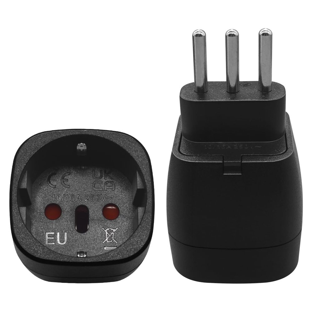 (2 Pack) Italy to EU European Standard Socket Power Adapter,Toptekits Italy 3Pin Male to Euro Female Socket Power Adaptor (Italy to EU Female)