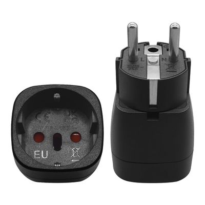 (2 Pack) Schuko to EU European Standard Socket Power Adapter,Toptekits Schuko CEE7/7 Male to Euro Female Socket Power Adaptor (Schuko to EU Female), black
