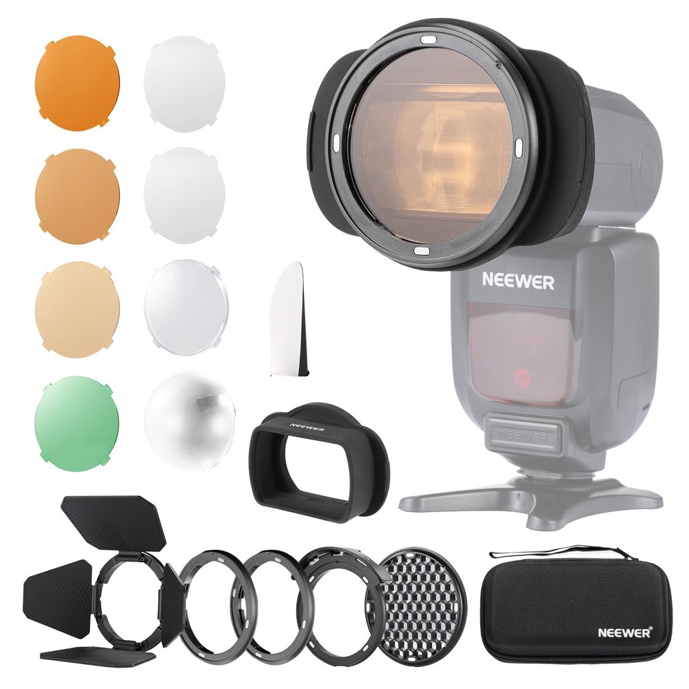 NEEWER Silicone Square Flash Head Adapter Ring with Magnetic Round Flash Head Accessory Color Gel Kit for Z880 Z760 NW760 NW700 NW620 NW635II TT560 Square Head Speedlite, CRM3