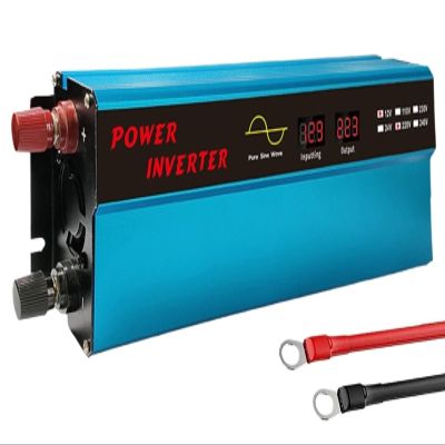 1000W Inverter DC 12V/24V to 110V/220V AC Car Converter Pure Sine Wave with AC Outlets & Dual USB & LCD Display & Cigarette Lighter in Car,Peak Power 2000W,for Motorhomes,Household,24Vto110V-1000W (C