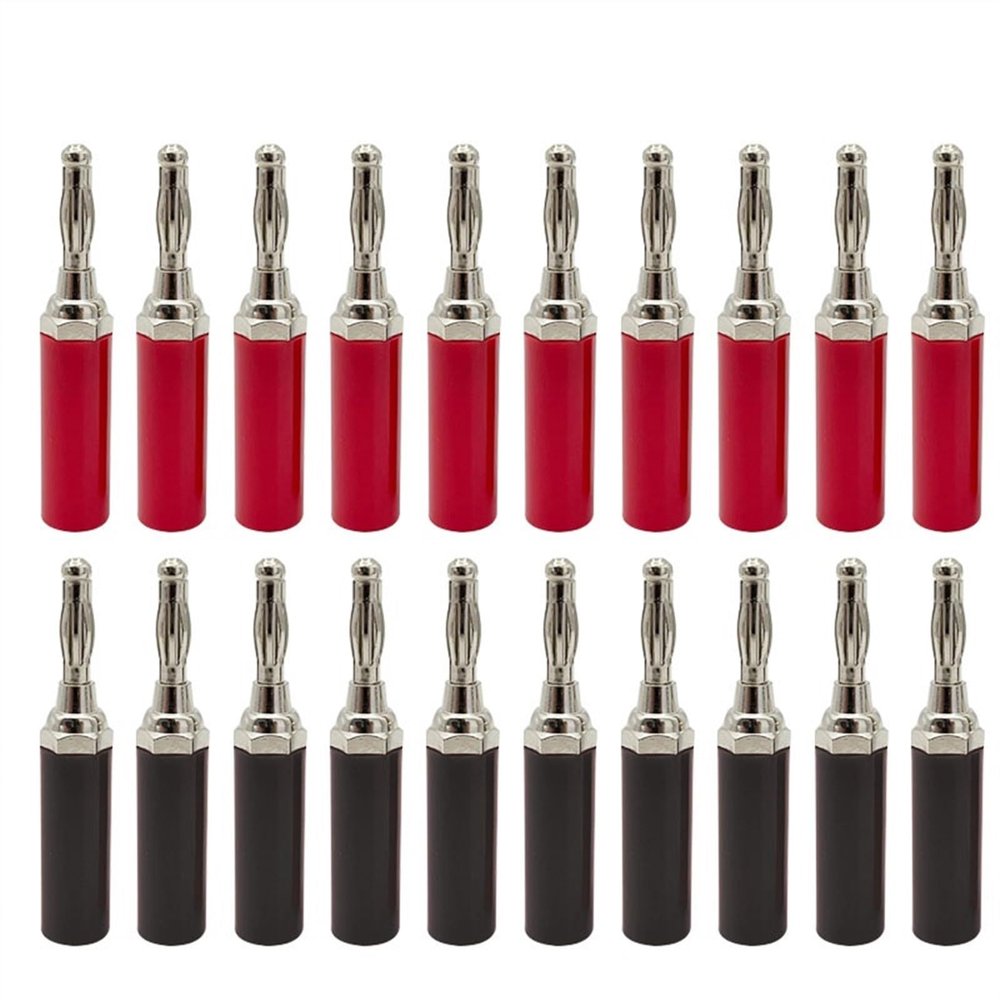 20Pcs 4mm Nickel/Chromium Plating Adapter Wire Cable Audio Speaker Banana Plug Connector (Color : 20 Black)