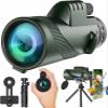 Meonddizio 80X100-Monocular-Telescope High Definition with Smartphone Holder & Tripod, High Power Monoculars for Adults with Zoom Focus, Compact Monocular for Wildlife Bird Watching Hunting, Green-e view 1
