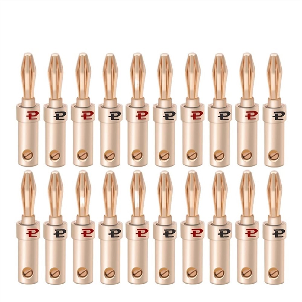 20pcs Banana Plug 24K Gold-Plated Copper Banana Speaker Plug Connector Adapter Audio Converter for Speaker Wire Amplifiers