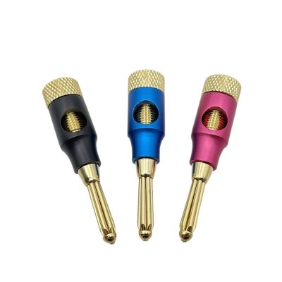 6Pcs 4mm Metal Pure Copper Gold-Plated Banana Connector for Audio Video Speaker Cable Solderless Side Stackable Banana Plug (Color : Purple 6Pcs)