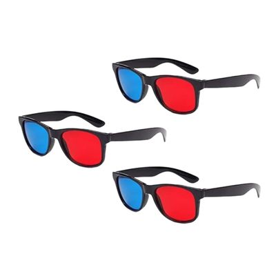 3Pcs Red and Blue 3D Glasses Universal TV Movie Dimensional Video Frame 3D Glasses DVD Game Glass 3D Style Glasses for 3D Movies Games, 3D Viewing Glasses, Televisions and Video