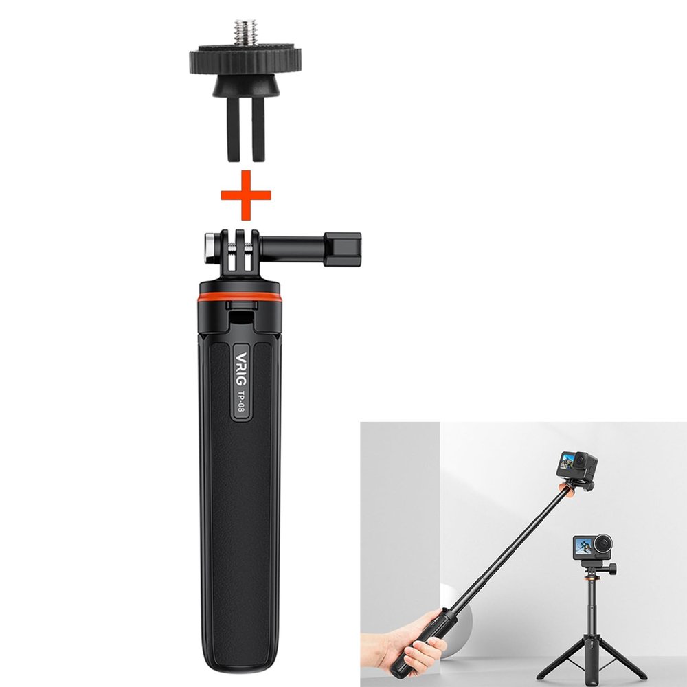 LICHIFIT Extendable Tripod Selfie Stick for DJI OSMO Pocket 3 / Action 4 Length Adjustable Extension Rod with Gimbal for Insta360 ONE X3 / X2 Action Camera Base Bracket Mount Holder Accessories