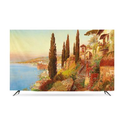 Dust Cover 32-85 Inch Anti-Static Dustproof LCD/LED/HD Panel Case Computer Monitor Cover Sleeve Compatible 22-25 Inch PC, Desktop And TV Marble(Size:47IN,Color:C)