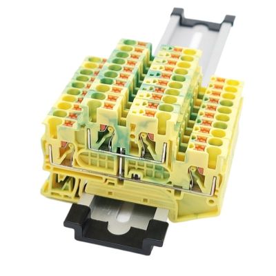 CIZVVEOC PTTB 2.5-PE Push-in Ground Double-Level Terminal Block Din Rail 2.5mm 2 Layer Earth Plug Wire Connector PTTB 2.5-PE (Color : PTTB 2.5-PE, Size : 10 Pcs)