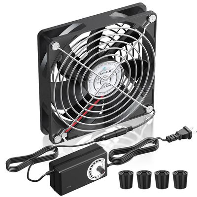 120mm x 25mm Computer Fan with AC Plug, Variable Speed Controller (3V-12V)  AC 100-240V Compatible for PC Case, Xbox, PlayStation, DVR, RV Fridge, Cabinet, Greenhouse & DIY Electronics Cooling