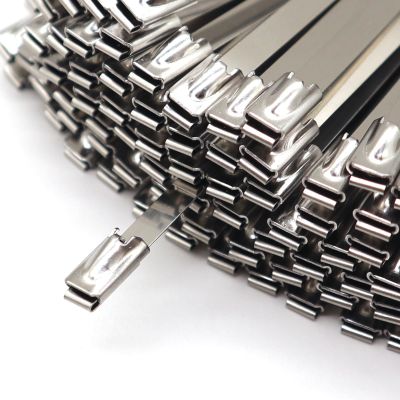 100pcs self-locking heavy duty stainless steel metal cable ties,Widely used in garages, gardens, factories, and outdoors (9.8inches)